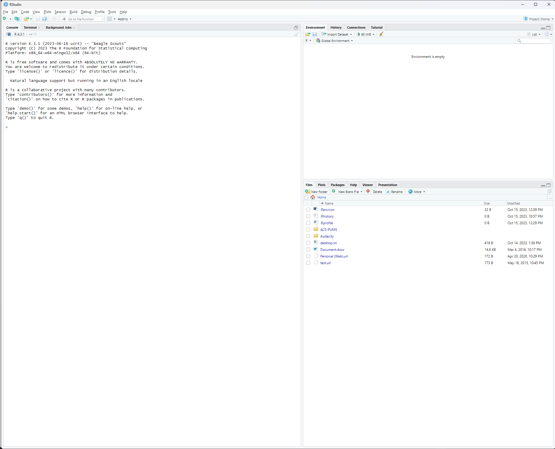 The R Studio IDE interface.