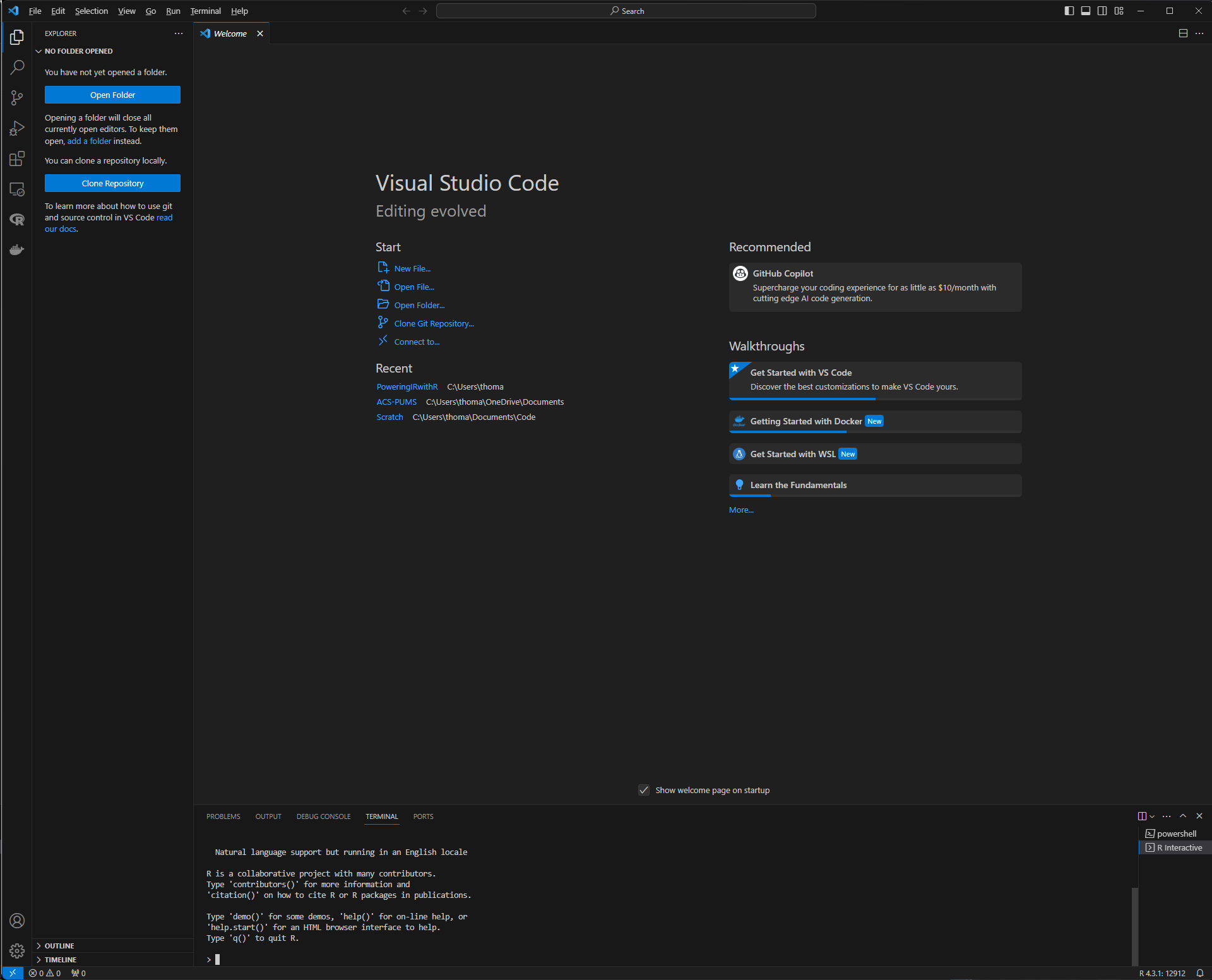 The Visual Studio Code interface.