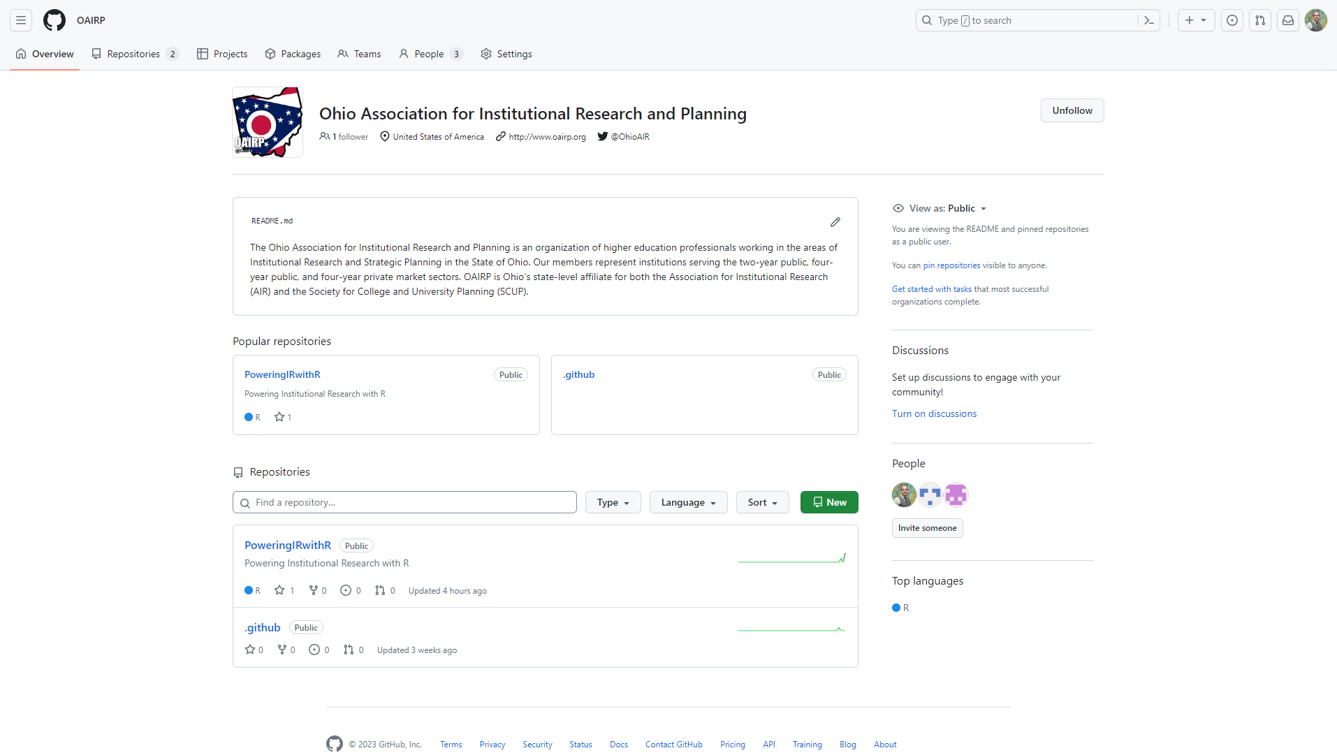 A screenshot of a GitHub organization page.